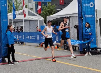 Justin Kent, Ben Preisner tie and Leslie Sexton wins BMO Vancouver Half Marathon
