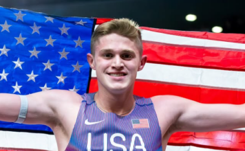 Cooper Lutkenhaus at 17 takes world championship gold in the 800 metre event