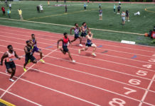 Sam Blaskowski runs a 9.89-second 100 metre sprint for the world lead