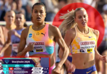 Audrey Werro takes down Keely Hodgkinson in the Stockholm Diamond League meet